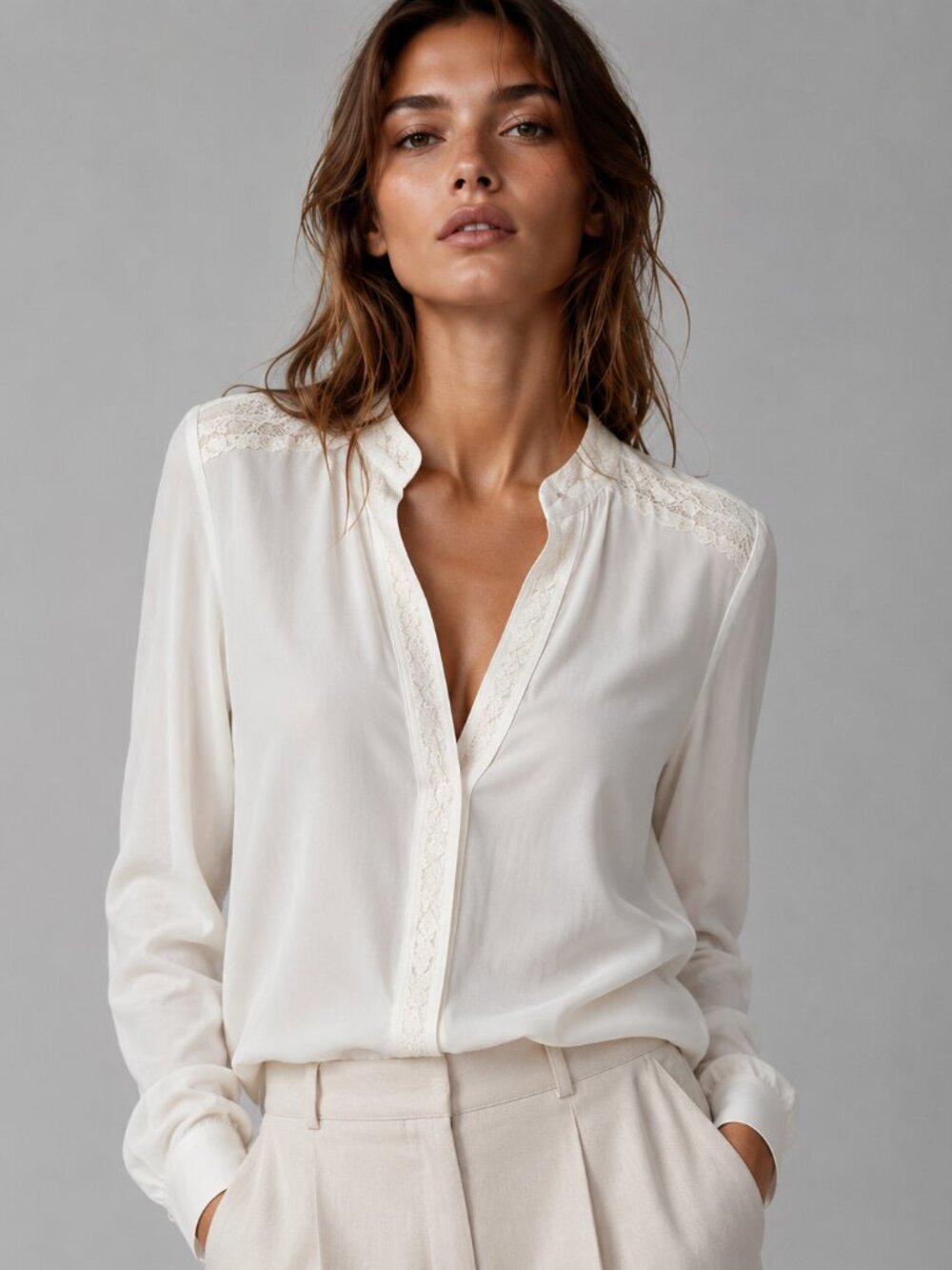 Vintage Precis Lace Trim Blouse